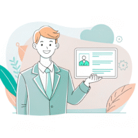 a cartoon of a man holding a paper